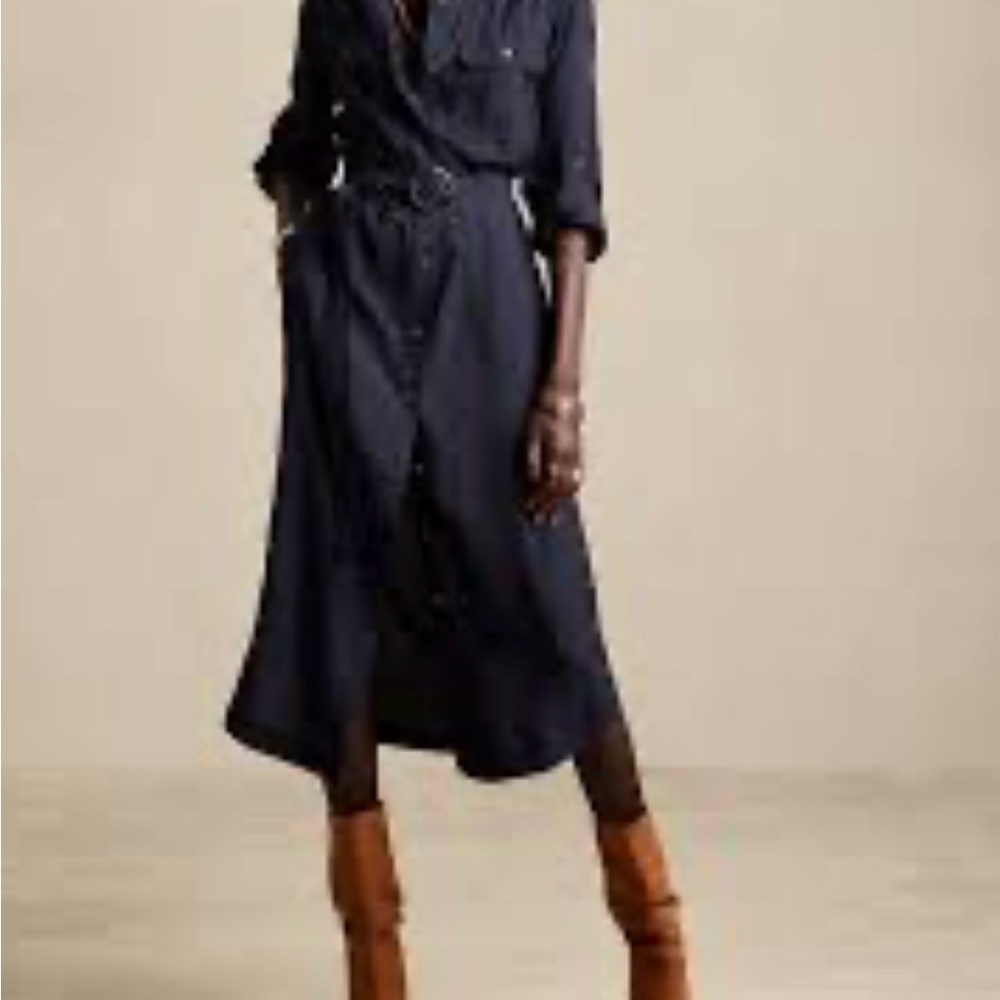 Banana Republic Factory Utility Maxi Shirt Dress in Navy Blue